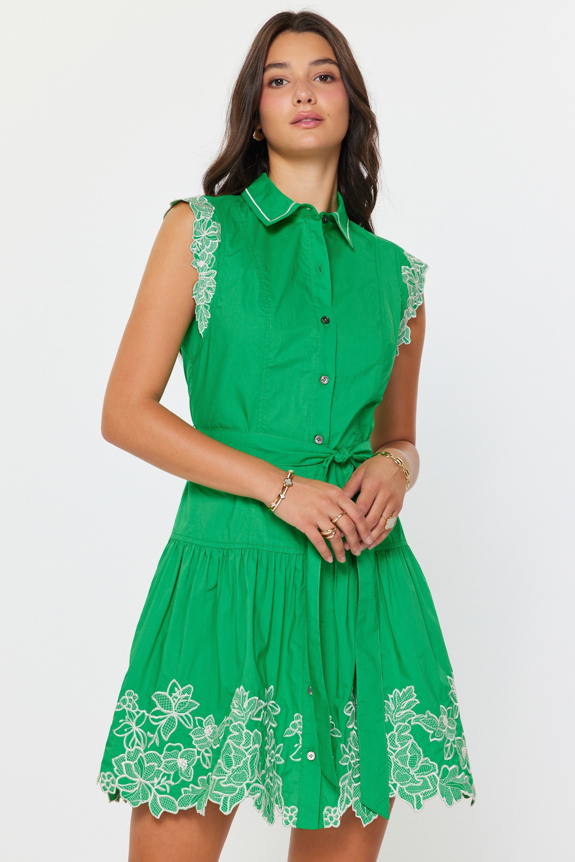 Emerald Garden Shirt Dress Sm
