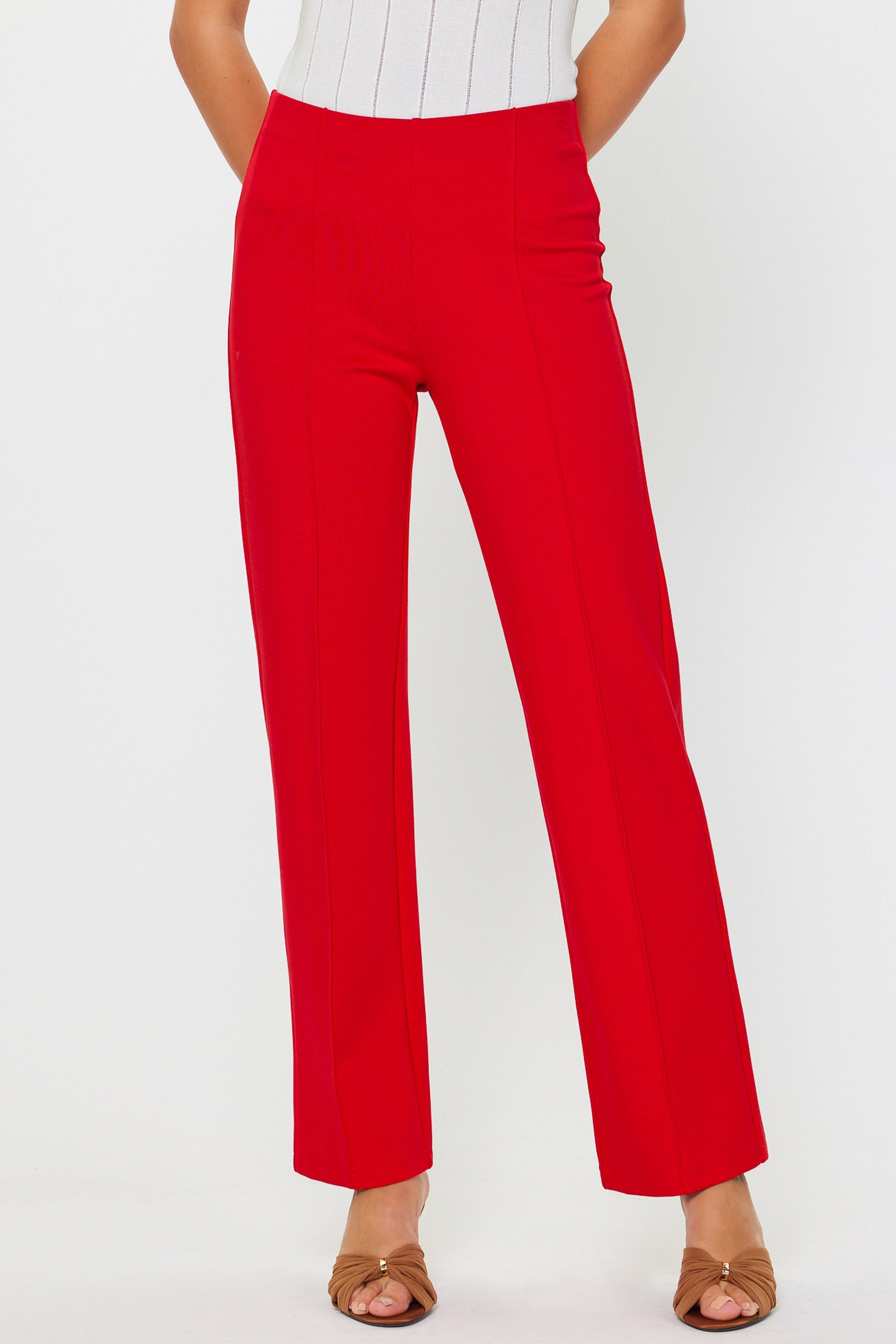 Red Straight Leg Ponte Knit Pant Med Red Straight Leg Ponte Knit Pant Med