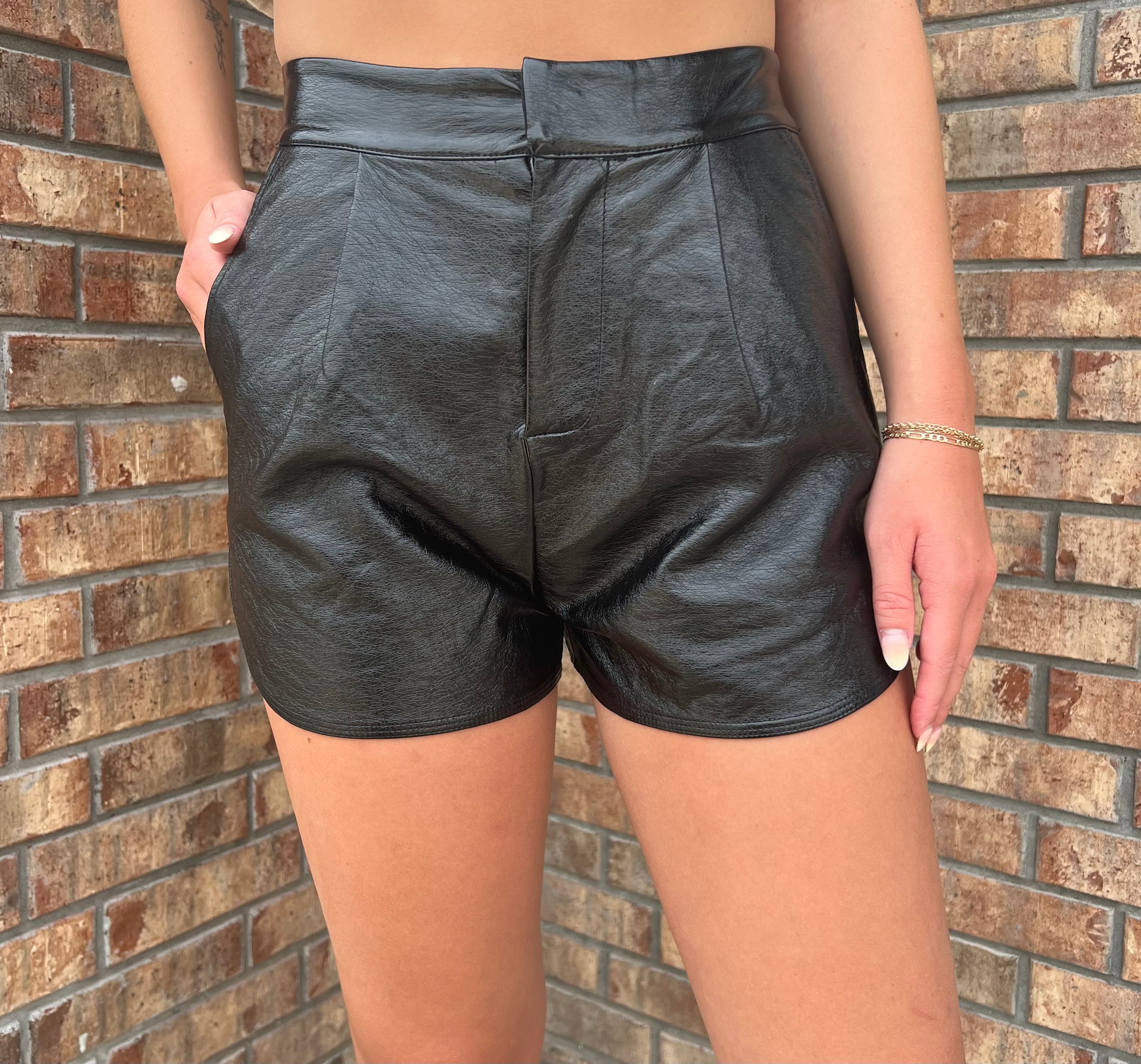Glossy Faux Leather Shorts - several colors – Hazel's Haven - Fort Smith