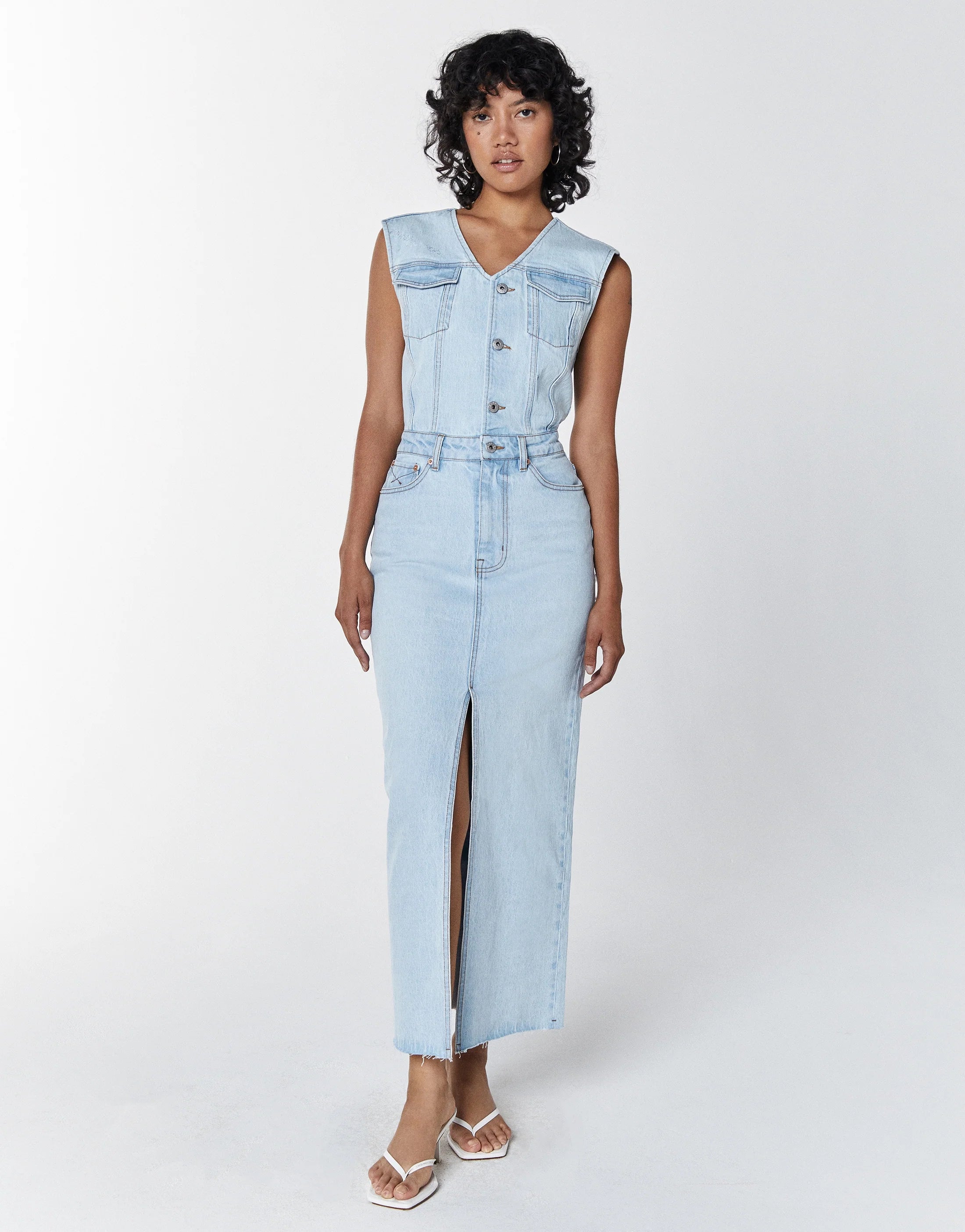 Denim dress with jeans hot sale