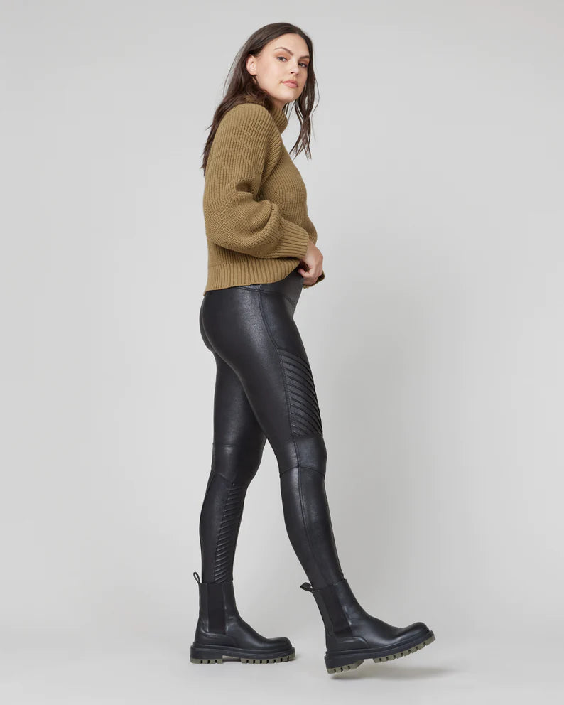 SPANX, Pants & Jumpsuits, Spanx High Rise Faux Leather Moto Biker Leggings  Black Size S